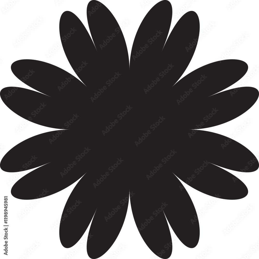 Vector flower shape, black svg isolated object