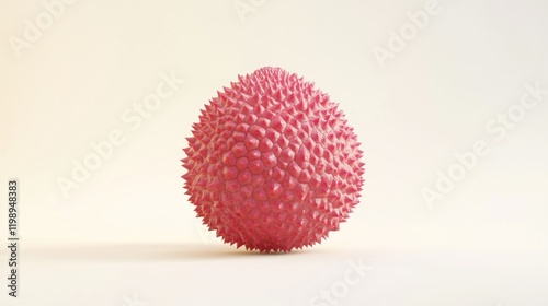 3D rendering of a spiked pink spherical object on a light background with copy space for text placement photo