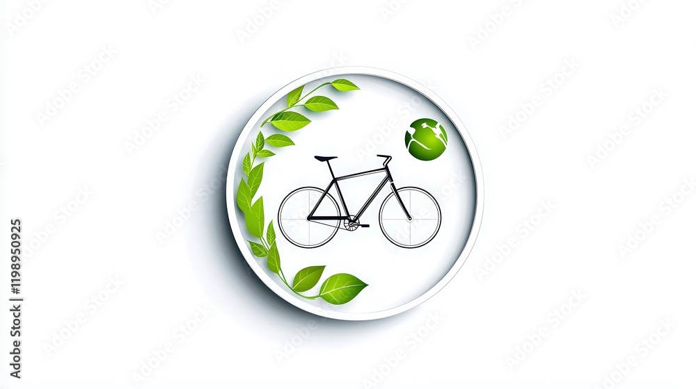 A clean and modern circular logo that features a minimalist bicycle design alongside subtle nature motifs like leaves and Earth icons, representing eco-friendly transportation. The layout includes