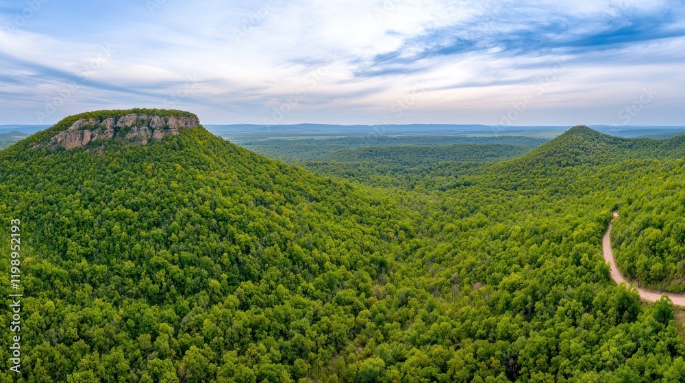 Obraz premium Aerial View of Lush Green Mountain Range