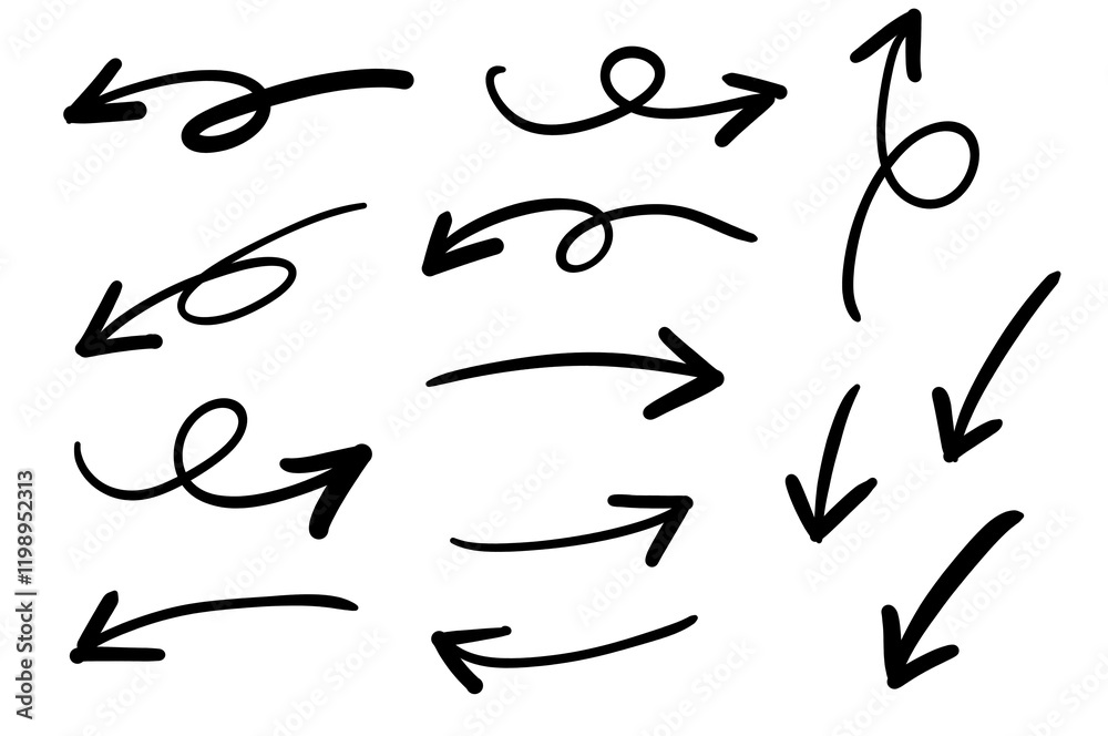強弱のある線の矢印セット 強弱のある線の矢印セット
