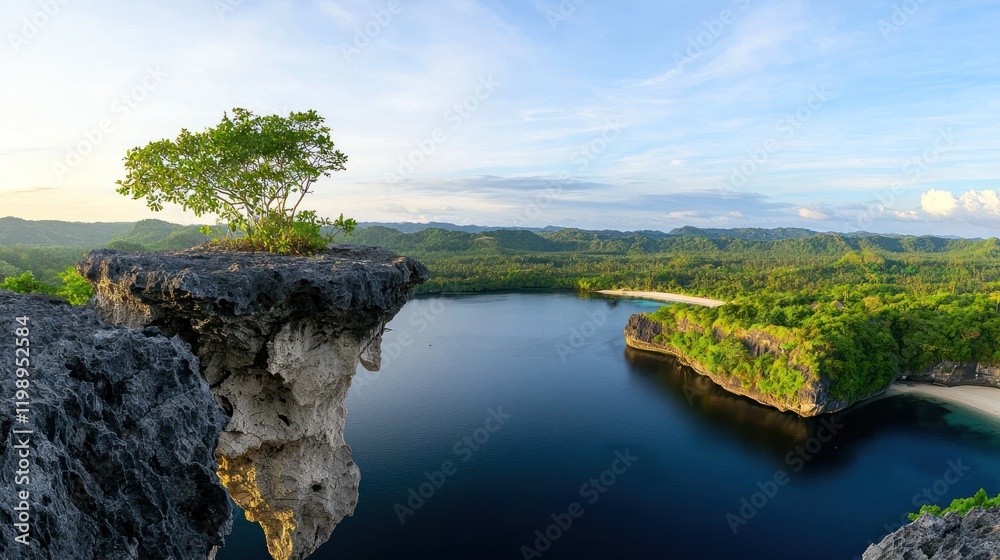 Fototapeta premium Tropical Island Clifftop Sunrise