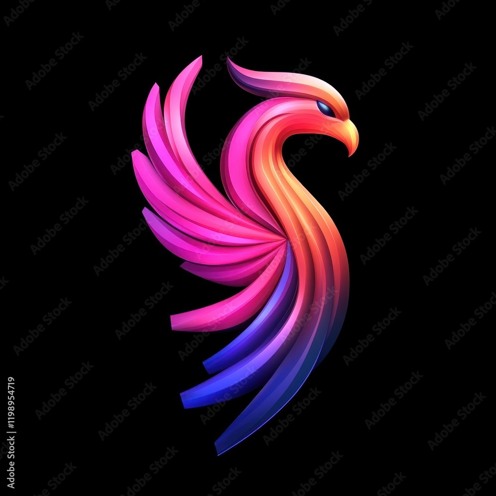 Obraz premium Colorful phoenix on black background