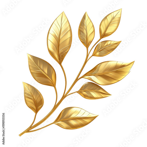 A golden leaf branch symbolizing growth and elegance in design and nature.