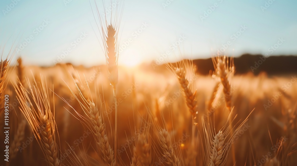 Fototapeta premium A field of wheat at sunset.