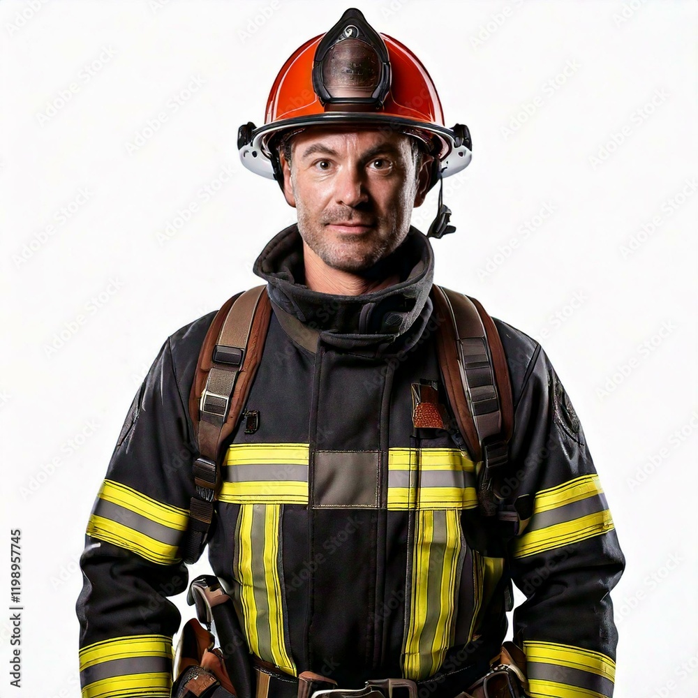 portrait of a firefighter on white background portrait of a firefighter on white background