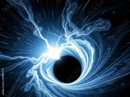 Wormhole forms near black hole landscapes, bending space-time photo