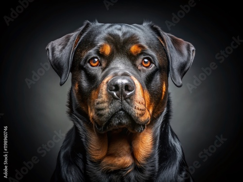 Majestic Rottweiler Dog Isolated, Studio Shot, Black Dog, Canine Portrait, Pet Photography