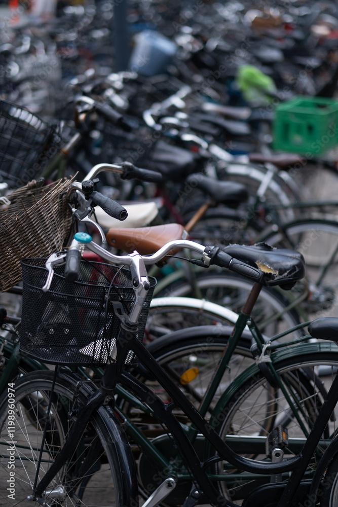 Gropup of bicycles outside a public transport hub Gropup of bicycles outside a public transport hub