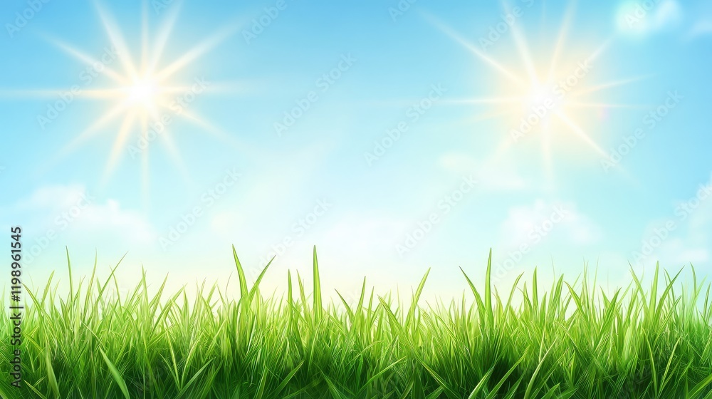 Close-up of Grass Under Bright Sunlight with Clear Blue Sky and Text Space Close-up of Grass Under Bright Sunlight with Clear Blue Sky and Text Space