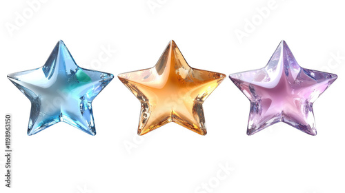 collection of blank star shape glass trophy isolated on white background