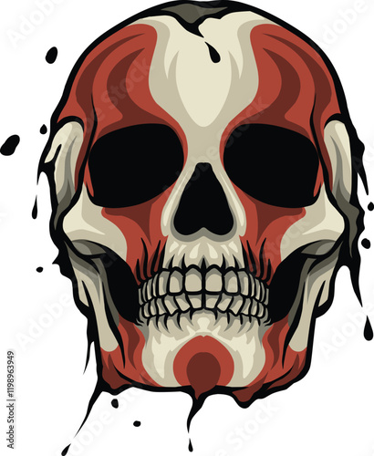 red and gray skull best for t shirt design