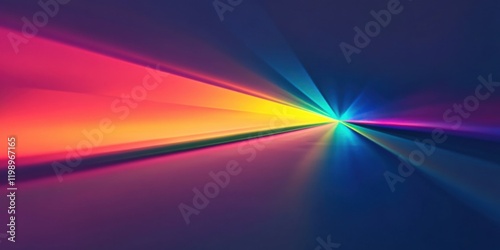 Abstract prism emitting soft rainbow light beams, blending into a sleek gradient background, creating a harmonious and futuristic aesthetic