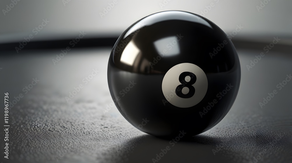 Photorealistic Closeup of Billiards 8 Ball on Pool Table V2 Photorealistic Closeup of Billiards 8 Ball on Pool Table V2