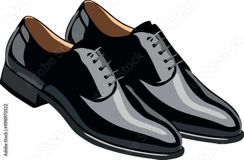 Shiny black dress shoes with laces for business and formal occasions