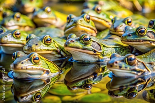 Many Frogs in a Pond - Amphibian Gathering Stock Photo photo