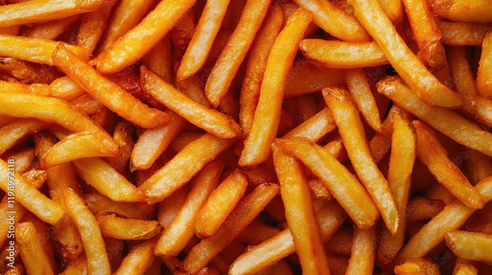 Close-up of crispy French fries on a wooden surface with empty space for text Close-up of crispy French fries on a wooden surface with empty space for text