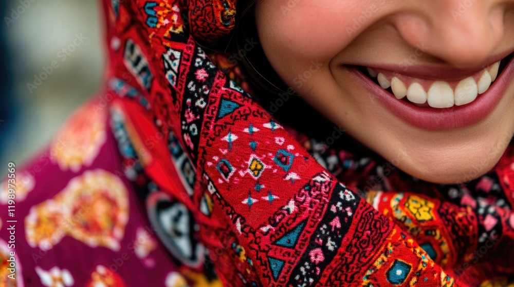 Fototapeta premium A close-up view of a person wearing a scarf, ideal for use in fashion or lifestyle photography