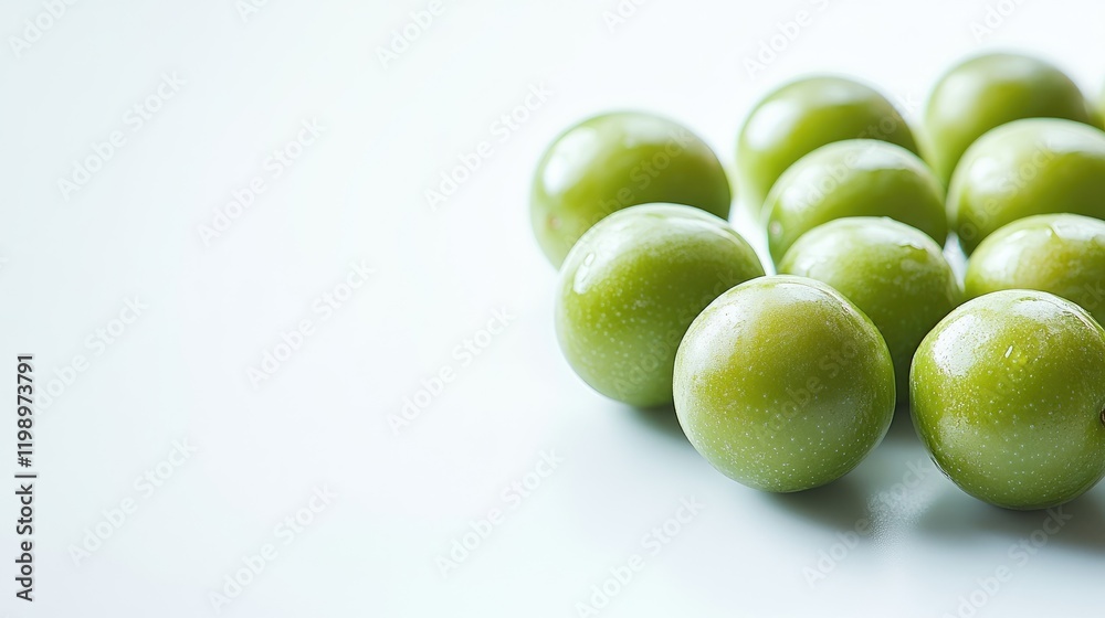 Close-up of greengage fruits on a white background with space for text or graphics. Close-up of greengage fruits on a white background with space for text or graphics.