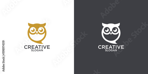 cute owl chat logo vector
