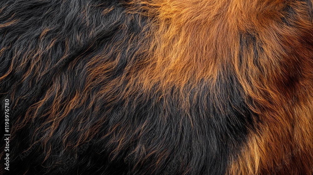 Close-up of textured brown and black cow fur with rich color variations and soft focus. Ideal for adding text or design elements. Close-up of textured brown and black cow fur with rich color variations and soft focus. Ideal for adding text or design elements.