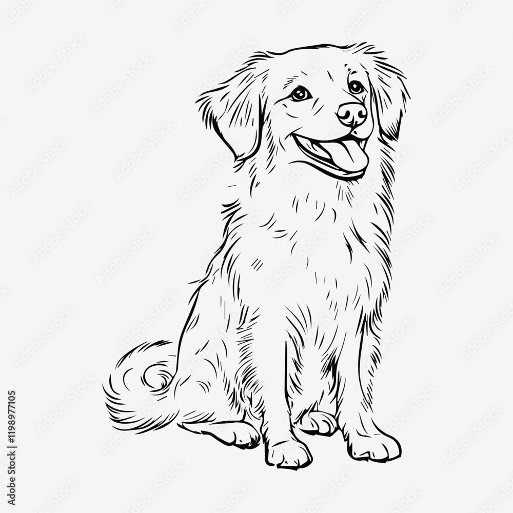 Fototapeta premium Cute Dog Line Art Vector - Perfect for Pet Enthusiasts