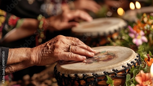 Spiritual Baptist Liberation Day Cultural celebration with hand drumming and floral decorations