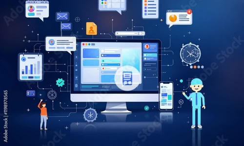 Wallpaper Mural Advanced cyber security system interface with layered digital protection tools displayed on futuristic monitors. Torontodigital.ca