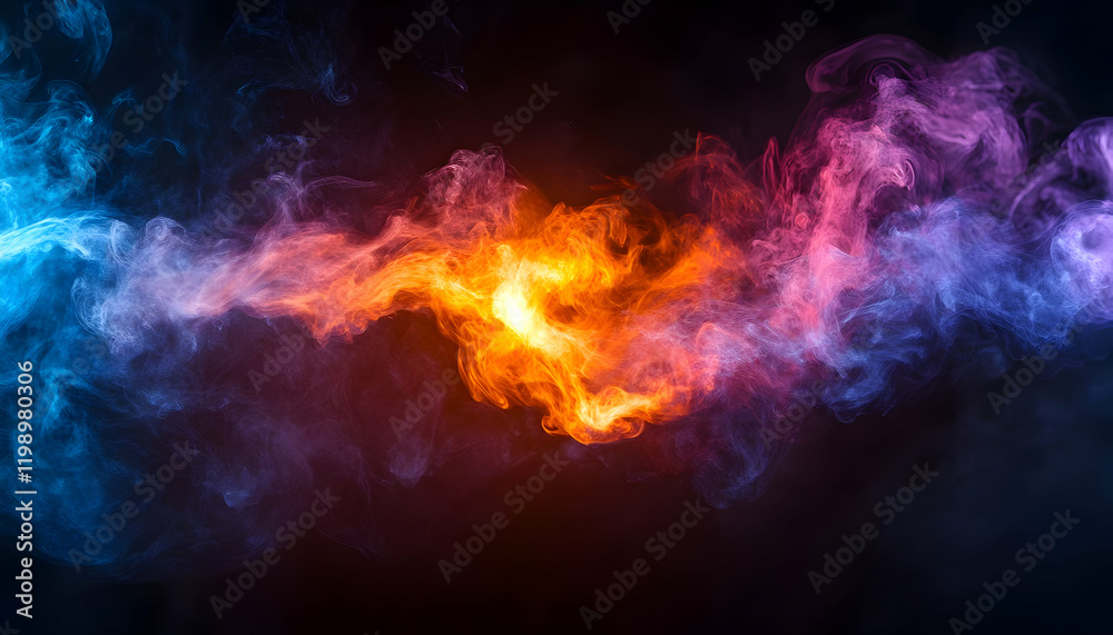 Fototapeta premium Abstract fiery blue-pink smoke swirl