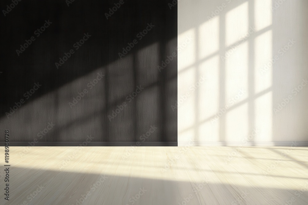 Contrasting shadows in minimalist interior space Contrasting shadows in minimalist interior space
