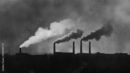 Industrial Smokestacks Emitting Dark Smoke photo