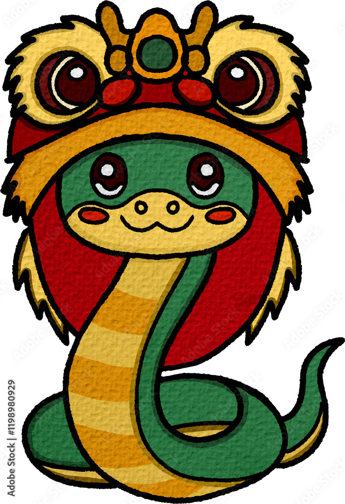 Φωτογραφία Chinese new year cute cartoon for 2025 year of the snake, painting with paper te