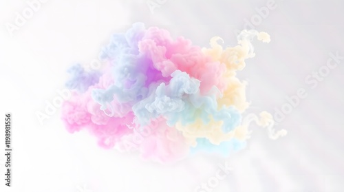 Isolated rainbow pastel cloud floating on white background