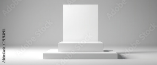 Minimalist white pedestal backdrop for product display