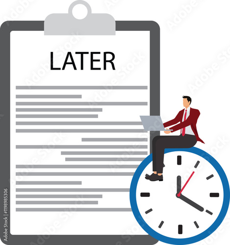 Stressed because a lot of work has piled up, delaying work or wasting time, Stressful businessman complete work that has piled up because they are wasting time concept