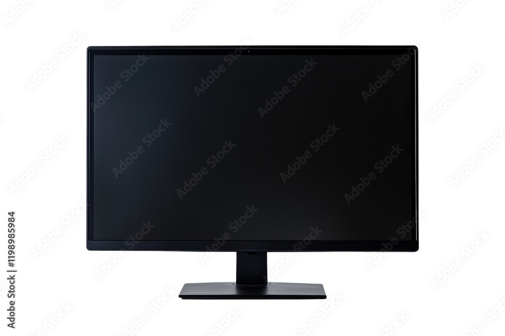 Desktop monitor displaying black screen office technology Desktop monitor displaying black screen office technology
