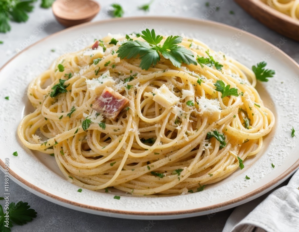 Spaghetti Aglio e Olio with Parmesan Cheese and Parsley Spaghetti Aglio e Olio with Parmesan Cheese and Parsley