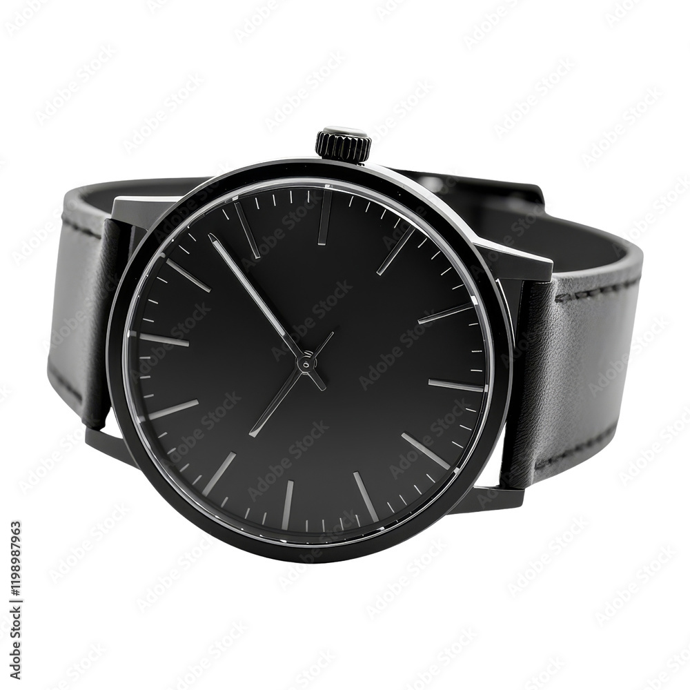 Elegant black watch studio setting product photography Elegant black watch studio setting product photography