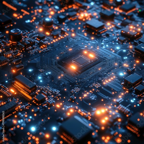 Wallpaper Mural A detailed view of a computer motherboard with various components and wires Torontodigital.ca