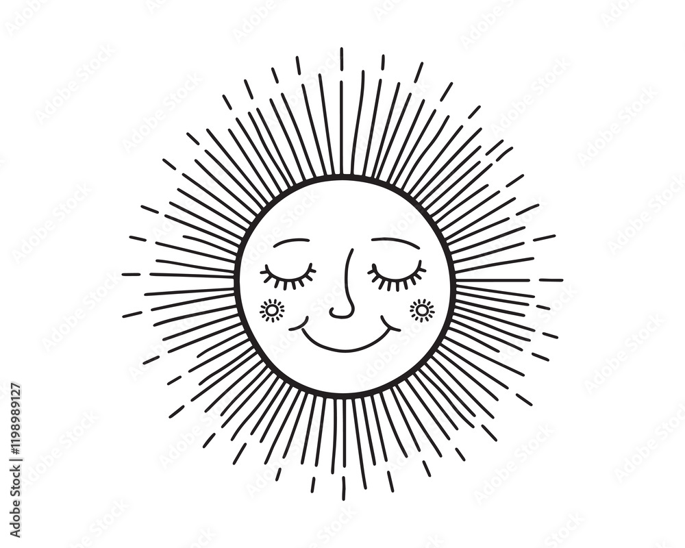 Fototapeta premium Sun Character. Cartoon illustration. Vector