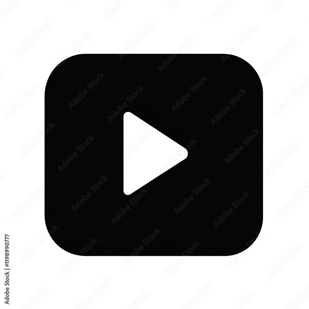 Simple Black Play Button Icon on White Background Simple Black Play Button Icon on White Background