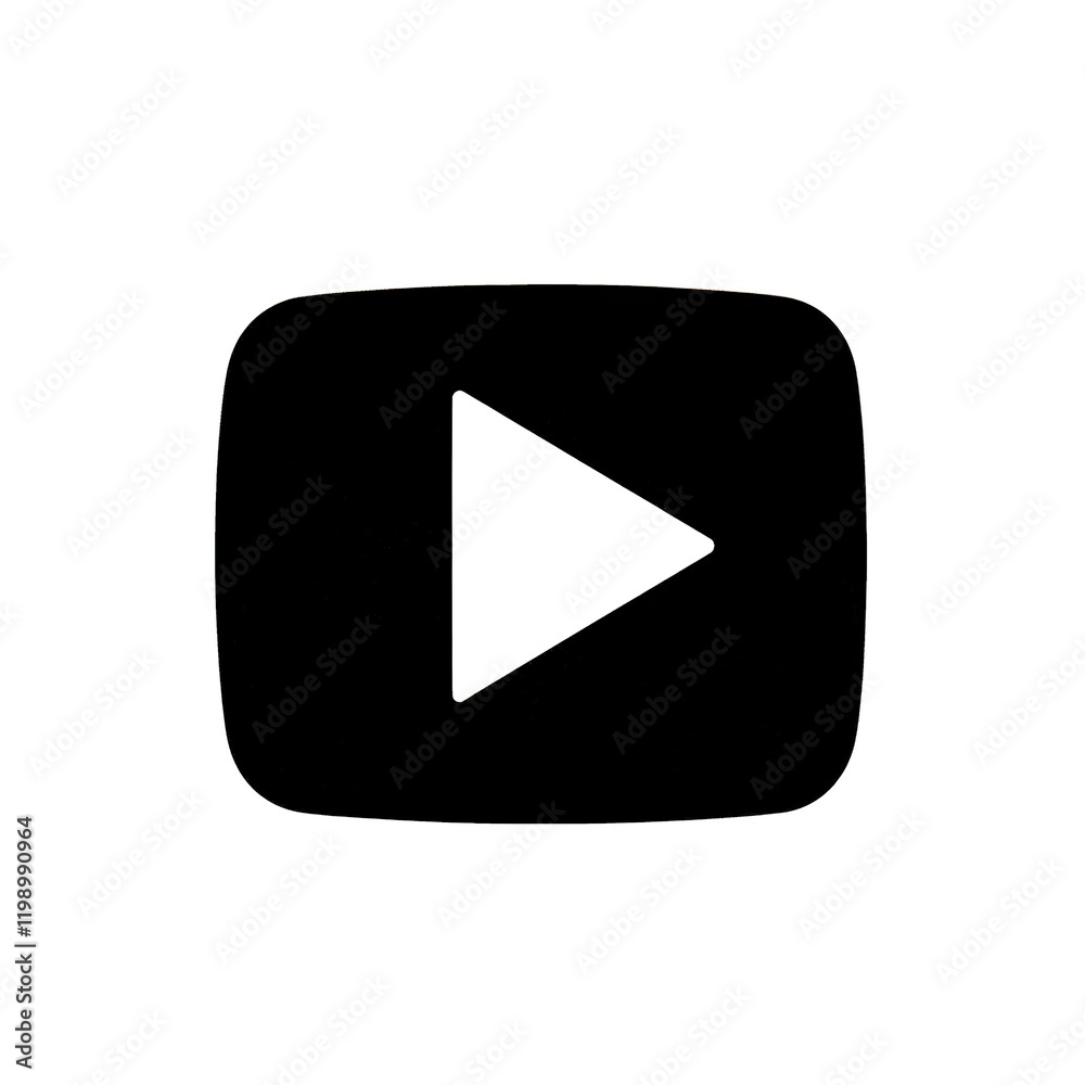 Simple Black Play Button Icon on White Background Simple Black Play Button Icon on White Background