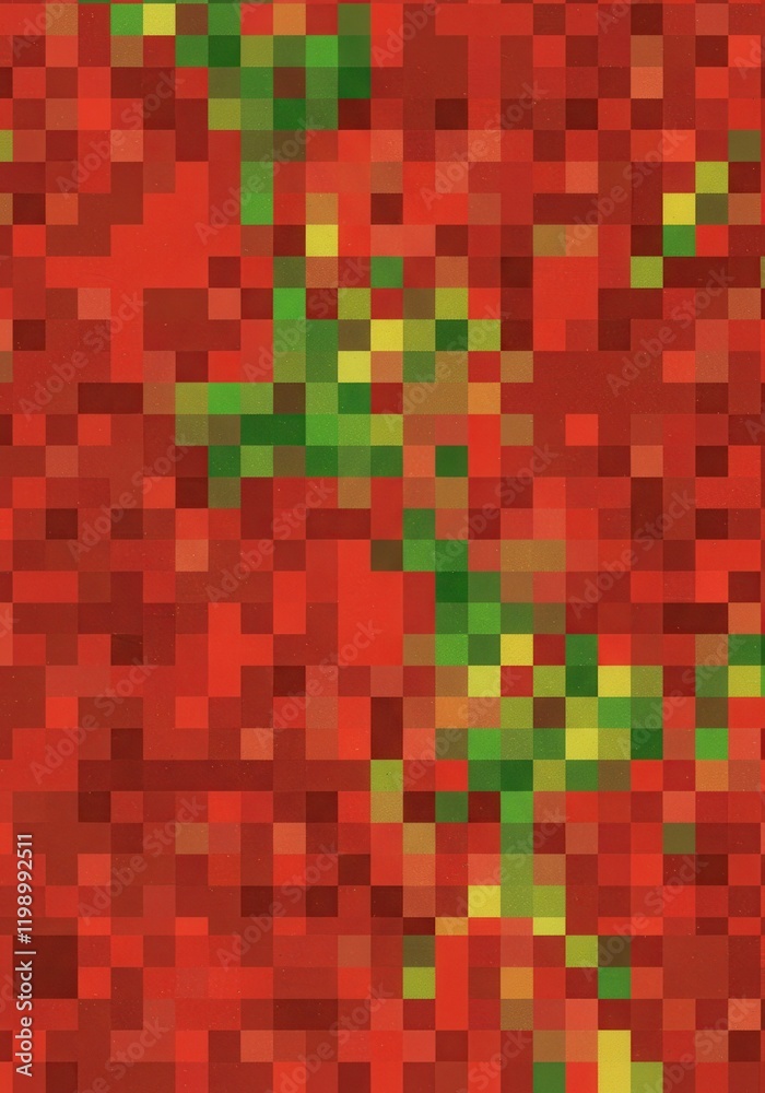 Vibrant abstract mosaic with red and green pixel pattern Vibrant abstract mosaic with red and green pixel pattern
