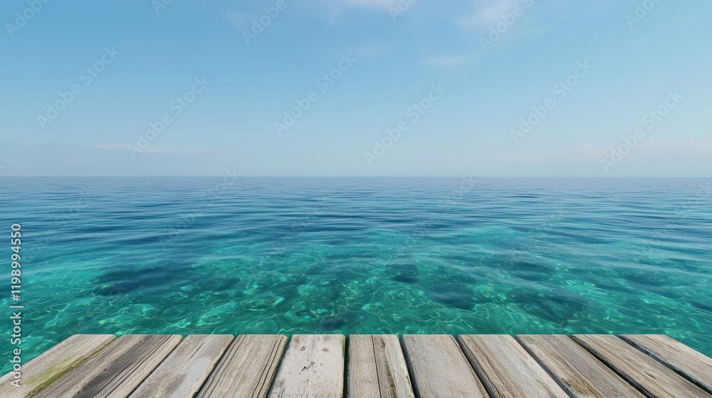 Fototapeta premium Tranquil Ocean View from Wooden Dock