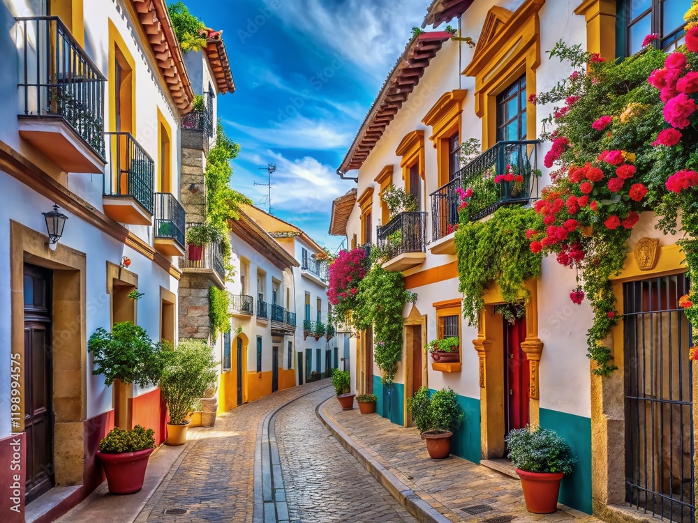 Fototapeta premium Andalusian Architecture, Almodovar del Rio, Cordoba, Spain, AI Photography
