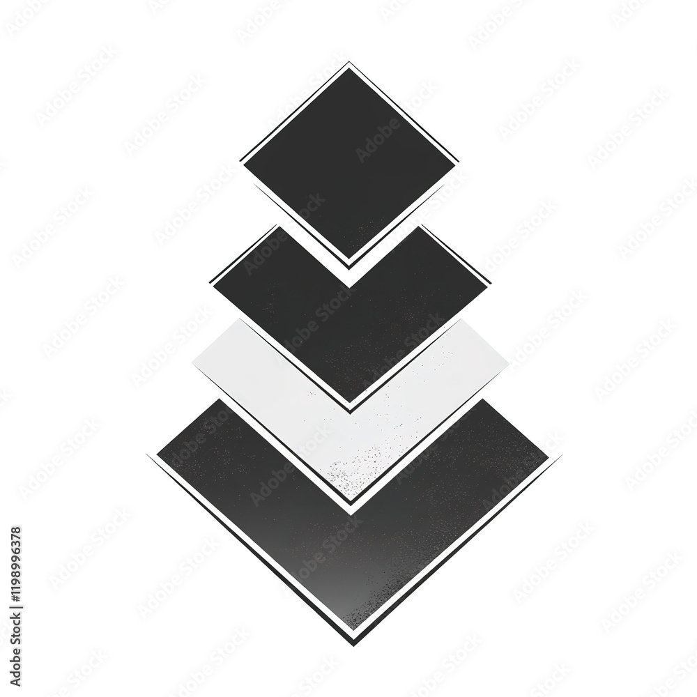 Stacked Black and White Geometric Tiles Stacked Black and White Geometric Tiles