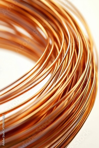 A coil of copper wire on a white surface photo