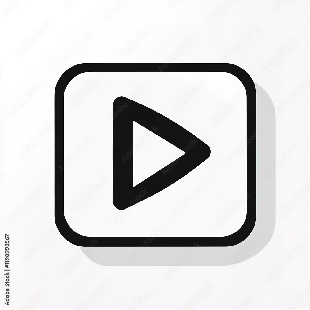 Play Button Icon with Shadow, Ideal for Media Applications Play Button Icon with Shadow, Ideal for Media Applications