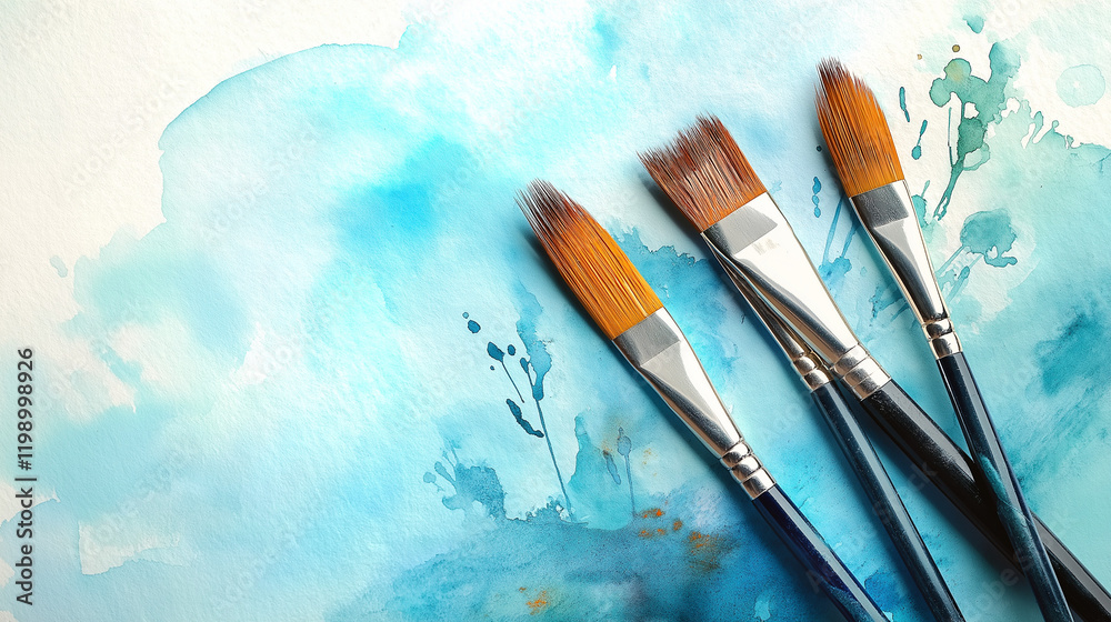 Fototapeta premium watercolor paints and brushes