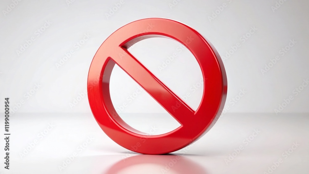 Minimalist Photography: Red Circle Prohibition Sign on White Background Minimalist Photography: Red Circle Prohibition Sign on White Background